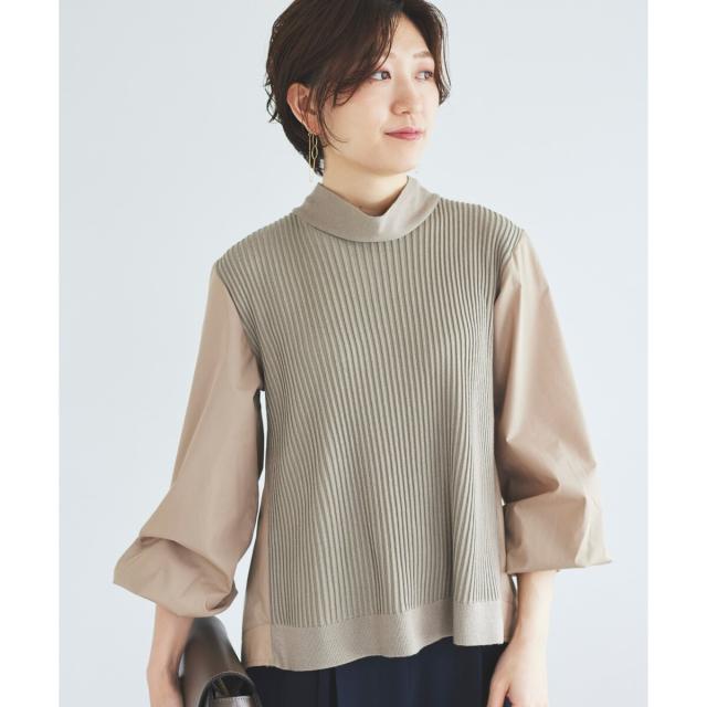 ルクールブラン（le．coeur blanc）/《手洗い可能》TORRAZZO DONNAニット×布帛ブラウス