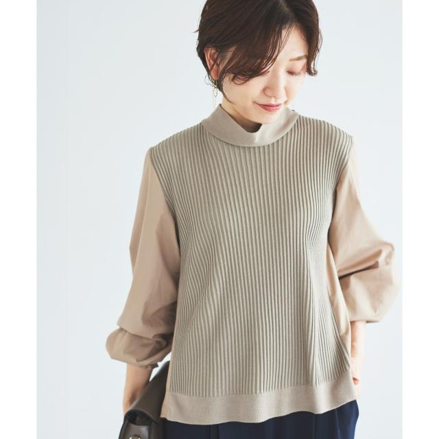 ルクールブラン（le．coeur blanc）/《手洗い可能》TORRAZZO DONNAニット×布帛ブラウス