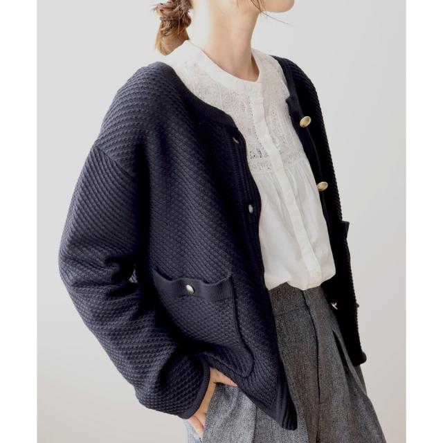 ルクールブラン（le．coeur blanc）/《手洗い可能》変わり編みニットジャケット