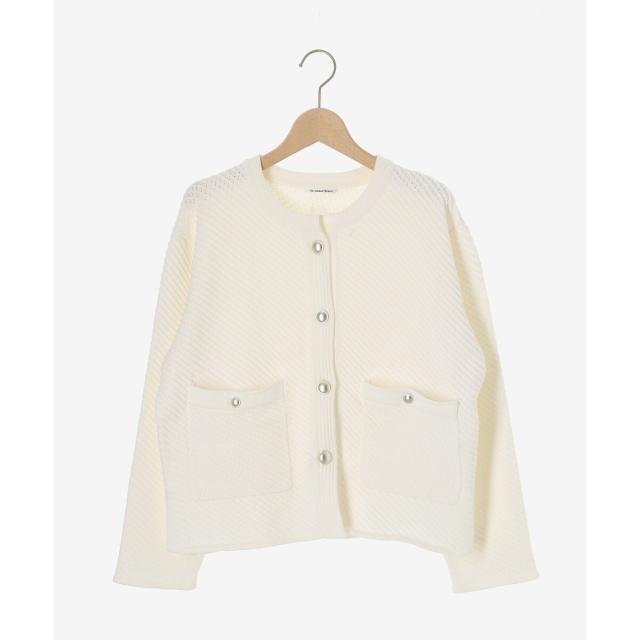 ルクールブラン（le．coeur blanc）/《手洗い可能》変わり編みニットジャケット