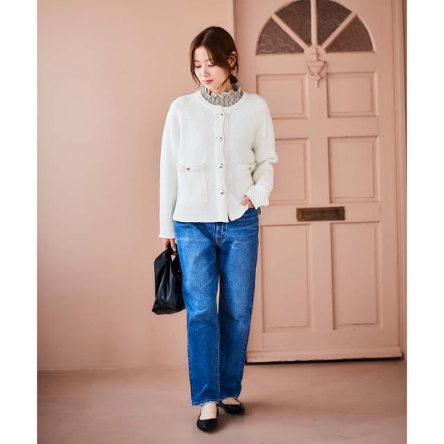 ルクールブラン（le．coeur blanc）/《手洗い可能》変わり編みニットジャケット