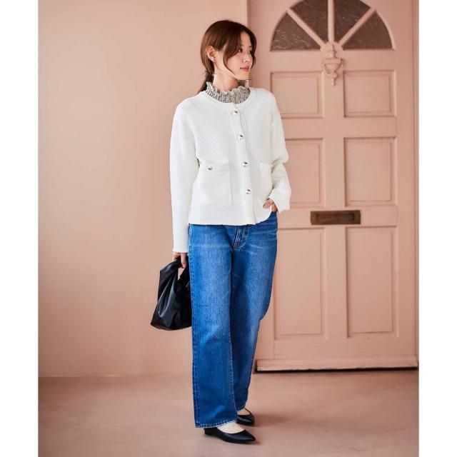 ルクールブラン（le．coeur blanc）/《手洗い可能》変わり編みニットジャケット