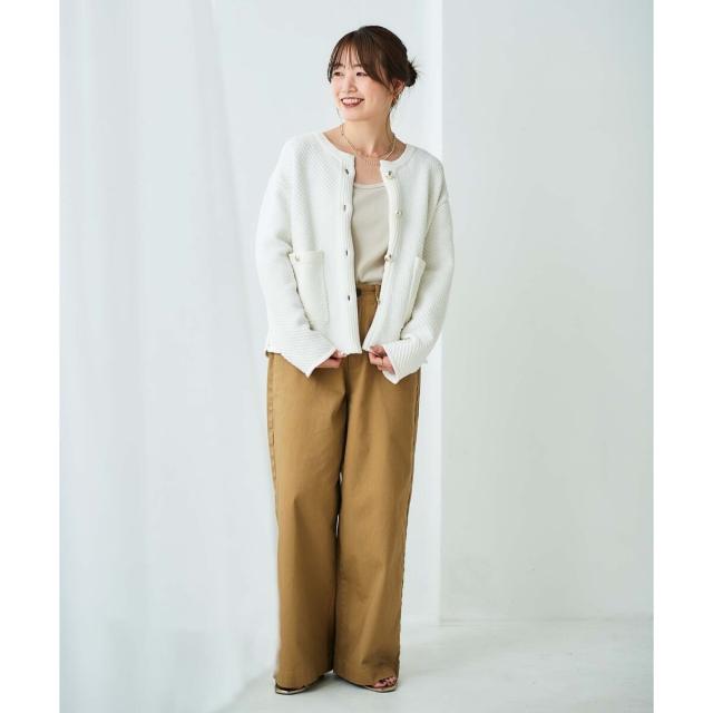 ルクールブラン（le．coeur blanc）/《手洗い可能》変わり編みニットジャケット