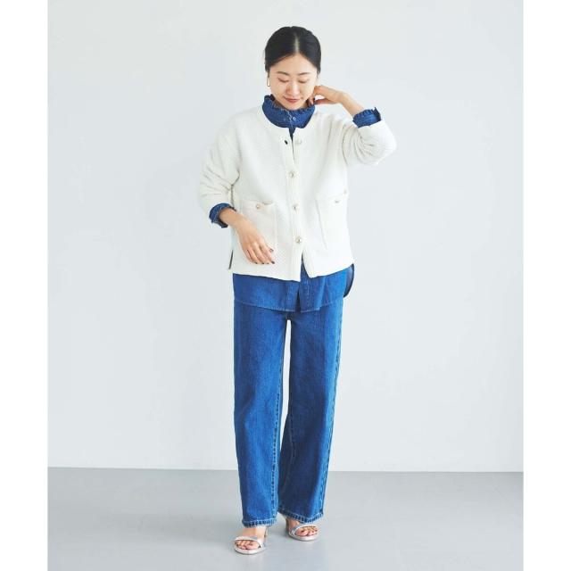 ルクールブラン（le．coeur blanc）/《手洗い可能》変わり編みニットジャケット