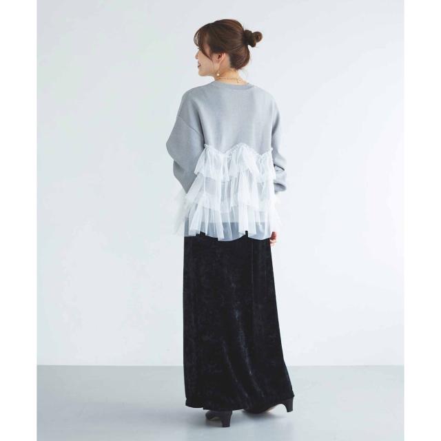 ルクールブラン（le．coeur blanc）/《手洗い可能》Perle Peche チュールキリカエニット