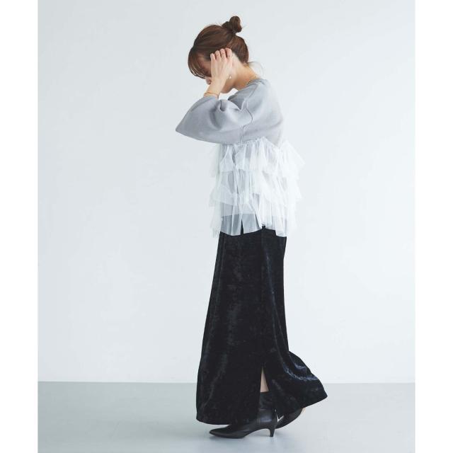 ルクールブラン（le．coeur blanc）/《手洗い可能》Perle Peche チュールキリカエニット