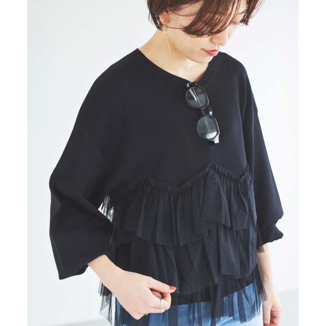 ルクールブラン（le．coeur blanc）/《手洗い可能》Perle Peche チュールキリカエニット