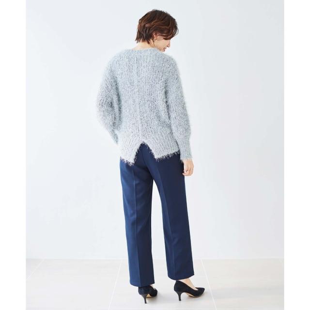 ルクールブラン（le．coeur blanc）/《手洗い可能》ラメフェザーバックスリットニット