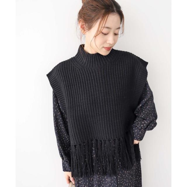 ルクールブラン（le．coeur blanc）/《手洗い可能》フリンジニットベスト