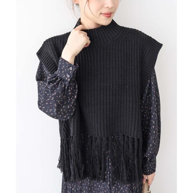 ルクールブラン（le．coeur blanc）/《手洗い可能》フリンジニットベスト