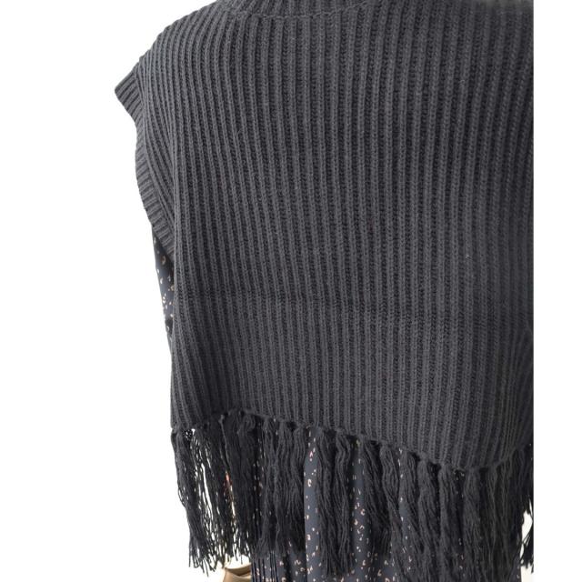 ルクールブラン（le．coeur blanc）/《手洗い可能》フリンジニットベスト