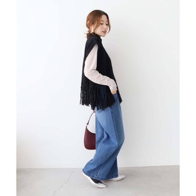 ルクールブラン（le．coeur blanc）/《手洗い可能》フリンジニットベスト