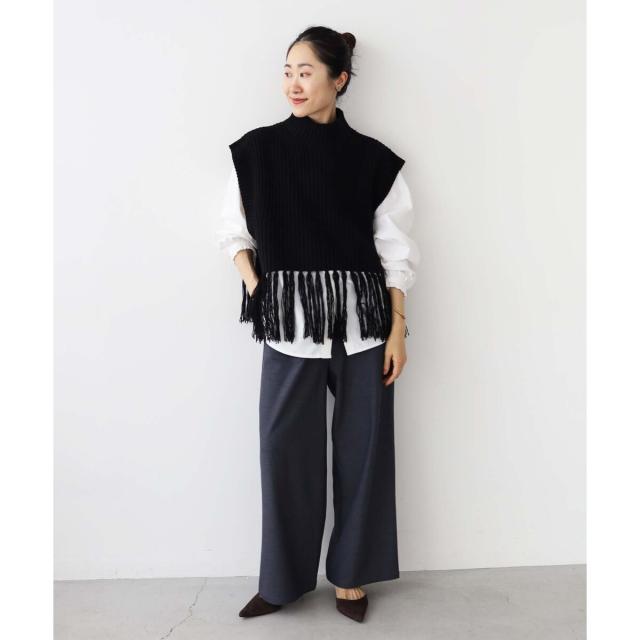 ルクールブラン（le．coeur blanc）/《手洗い可能》フリンジニットベスト