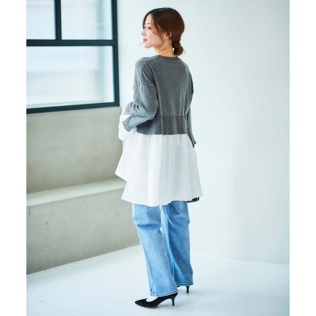 ルクールブラン（le．coeur blanc）/《手洗い可能》TORRAZZO DONNAニット×シャツチュニック