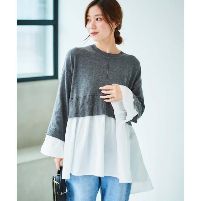 ルクールブラン（le．coeur blanc）/《手洗い可能》TORRAZZO DONNAニット×シャツチュニック