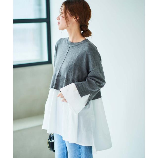 ルクールブラン（le．coeur blanc）/《手洗い可能》TORRAZZO DONNAニット×シャツチュニック