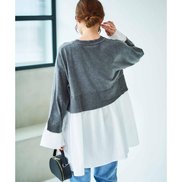 ルクールブラン（le．coeur blanc）/《手洗い可能》TORRAZZO DONNAニット×シャツチュニック