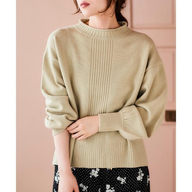 ルクールブラン（le．coeur blanc）/《手洗い可能》ウォッシャブルウールボリュームスリーブニット