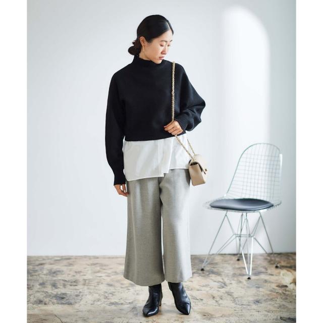 ルクールブラン（le．coeur blanc）/《手洗い可能》3WAYレイヤードニット