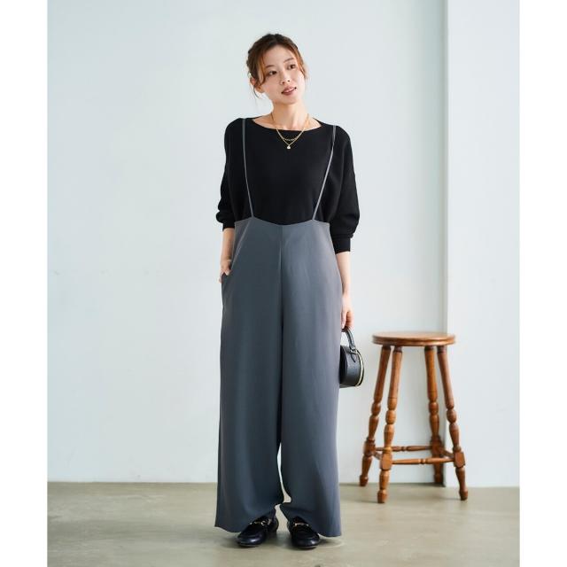 ルクールブラン（le．coeur blanc）/《WEB限定アイテム》ハイウエストワイドキャミサロペット