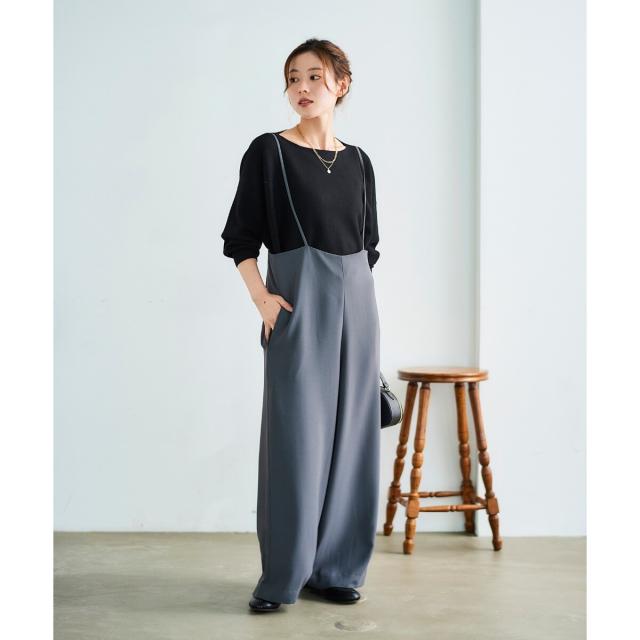 ルクールブラン（le．coeur blanc）/《WEB限定アイテム》ハイウエストワイドキャミサロペット