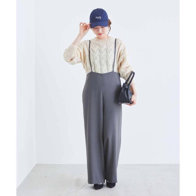 ルクールブラン（le．coeur blanc）/《WEB限定アイテム》ハイウエストワイドキャミサロペット