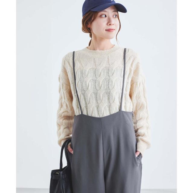 ルクールブラン（le．coeur blanc）/《WEB限定アイテム》ハイウエストワイドキャミサロペット