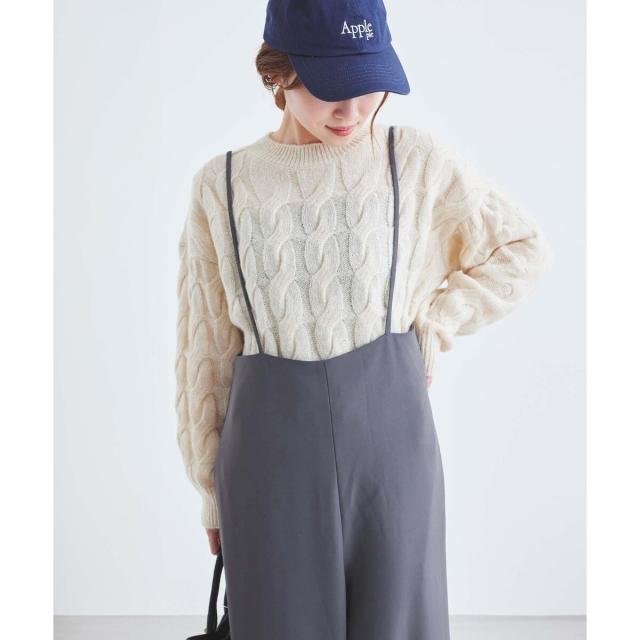 ルクールブラン（le．coeur blanc）/《WEB限定アイテム》ハイウエストワイドキャミサロペット