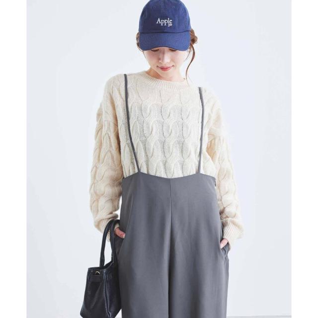 ルクールブラン（le．coeur blanc）/《WEB限定アイテム》ハイウエストワイドキャミサロペット