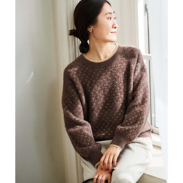 ルクールブラン（le．coeur blanc）/《手洗い可能》フェザーヤーンダイヤ柄ラメニット 5,958円