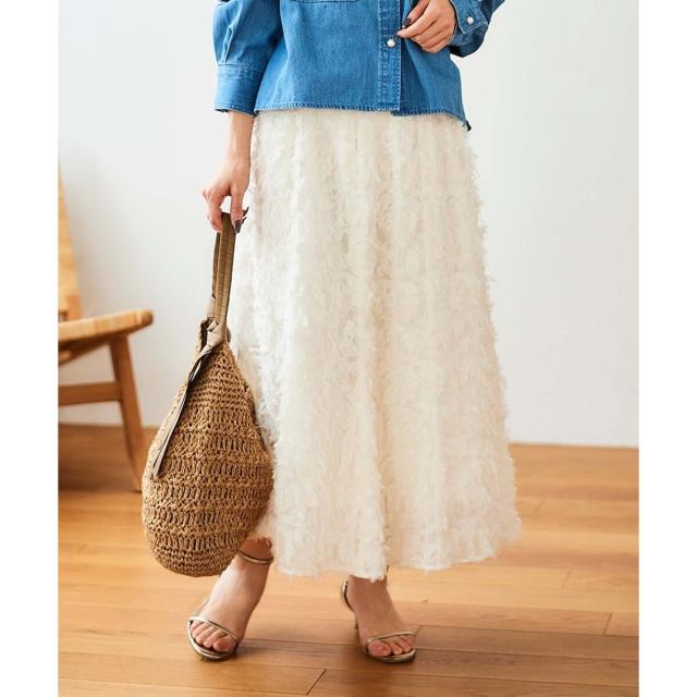 ルクールブラン（le．coeur blanc）/《手洗い可能》カットジャガードギャザースカート