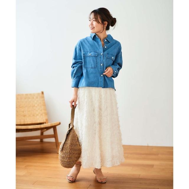 ルクールブラン（le．coeur blanc）/《手洗い可能》カットジャガードギャザースカート