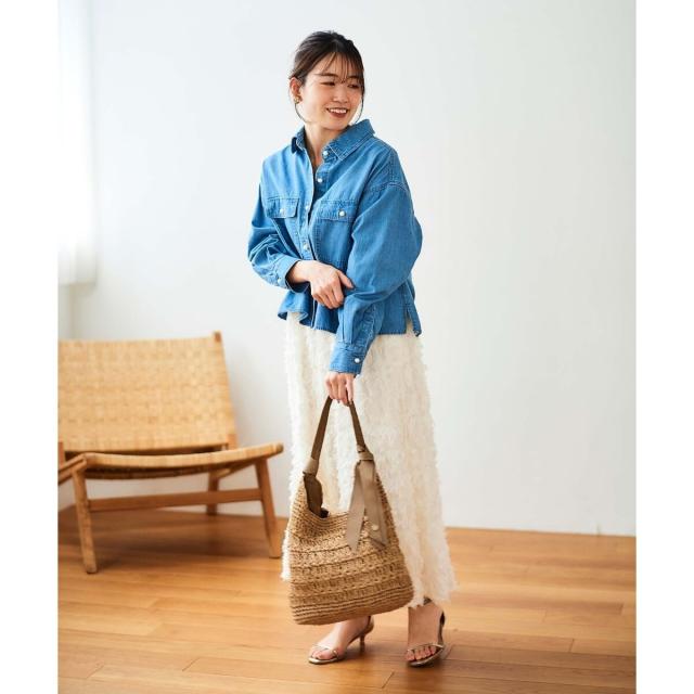 ルクールブラン（le．coeur blanc）/《手洗い可能》カットジャガードギャザースカート