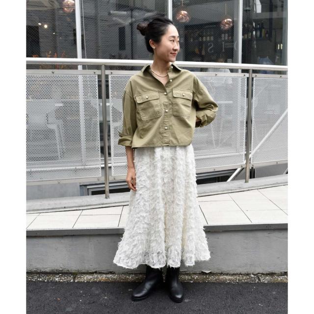 ルクールブラン（le．coeur blanc）/《手洗い可能》カットジャガードギャザースカート