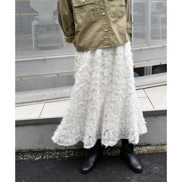 ルクールブラン（le．coeur blanc）/《手洗い可能》カットジャガードギャザースカート