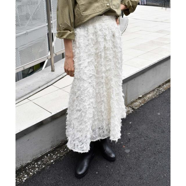 ルクールブラン（le．coeur blanc）/《手洗い可能》カットジャガードギャザースカート