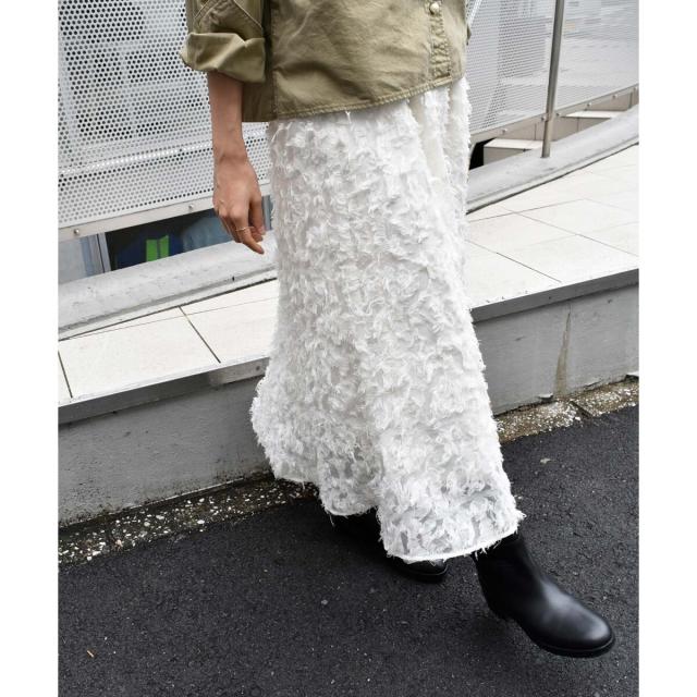 ルクールブラン（le．coeur blanc）/《手洗い可能》カットジャガードギャザースカート