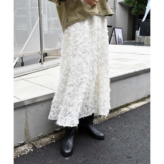 ルクールブラン（le．coeur blanc）/《手洗い可能》カットジャガードギャザースカート