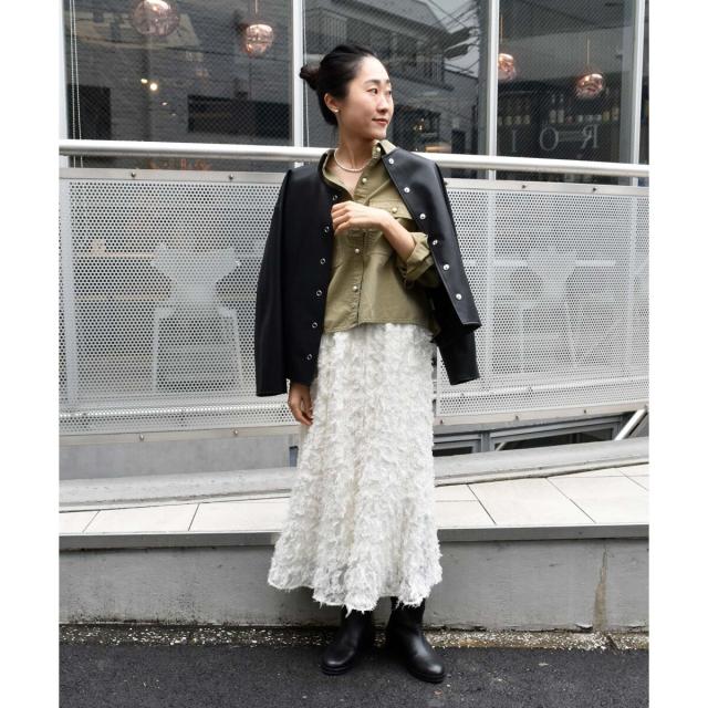 ルクールブラン（le．coeur blanc）/《手洗い可能》カットジャガードギャザースカート