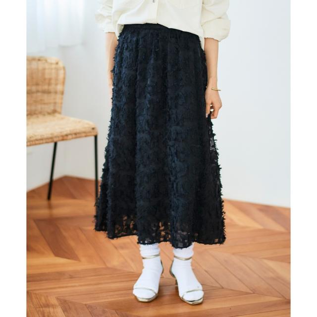 ルクールブラン（le．coeur blanc）/《手洗い可能》カットジャガードギャザースカート