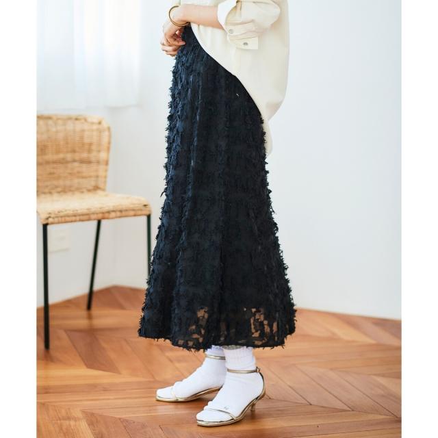 ルクールブラン（le．coeur blanc）/《手洗い可能》カットジャガードギャザースカート