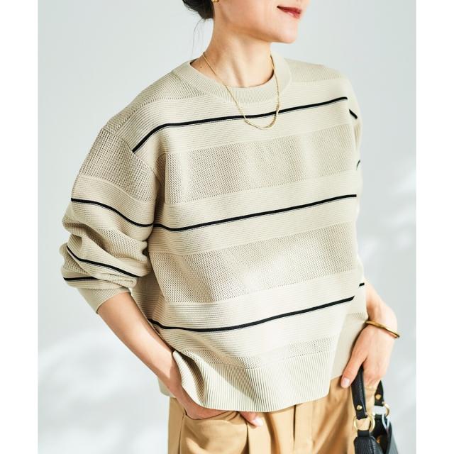 ルクールブラン（le．coeur blanc）/マルチボーダーエステルニットプルオーバーの通販は 7,920円