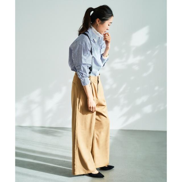 ルクールブラン（le．coeur blanc）/《手洗い可能》ビジューカラーシャツ