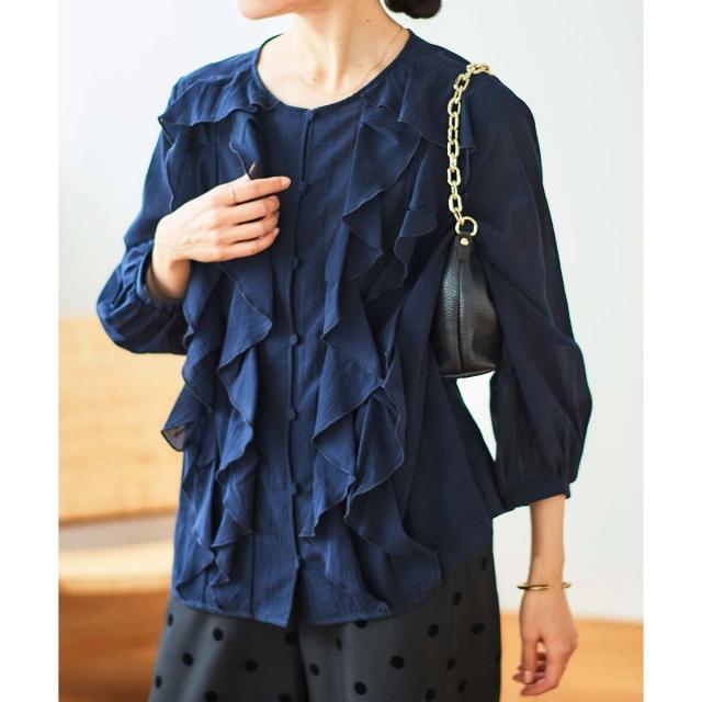 【NEW】ルクールブラン（le．coeur blanc）/フロントフリルブラウスの通販は