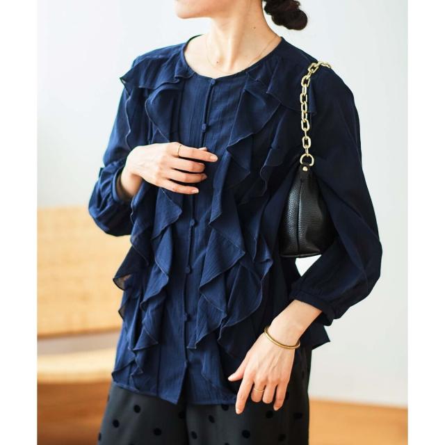 【NEW】ルクールブラン（le．coeur blanc）/フロントフリルブラウスの通販は