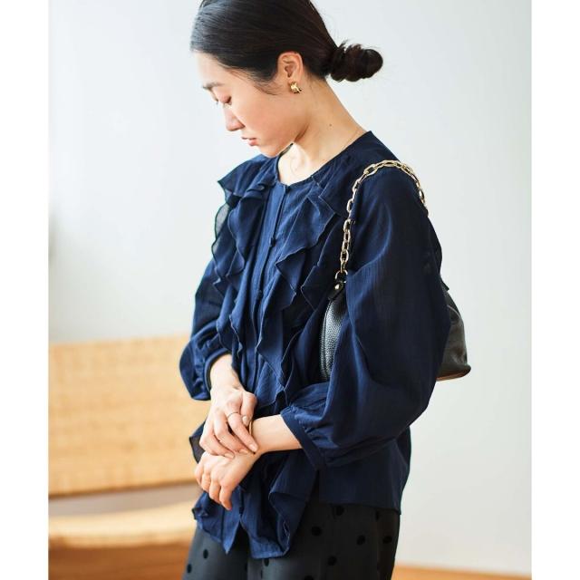 【NEW】ルクールブラン（le．coeur blanc）/フロントフリルブラウスの通販は