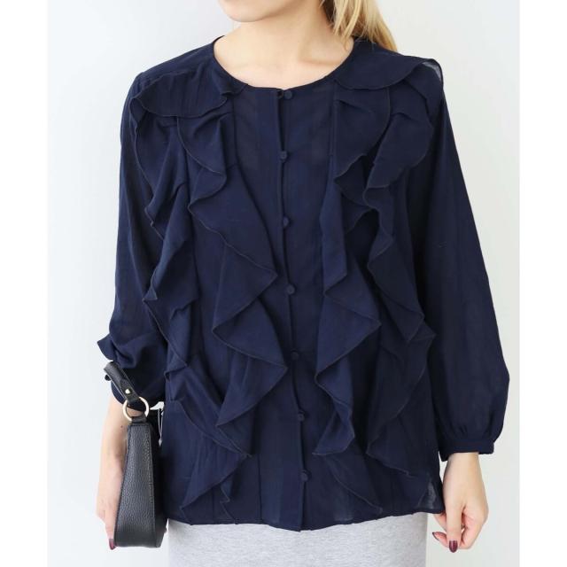 【NEW】ルクールブラン（le．coeur blanc）/フロントフリルブラウスの通販は