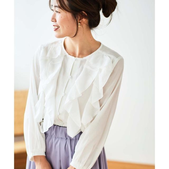 【NEW】ルクールブラン（le．coeur blanc）/フロントフリルブラウスの通販は