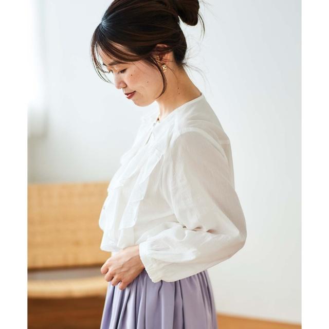 【NEW】ルクールブラン（le．coeur blanc）/フロントフリルブラウスの通販は