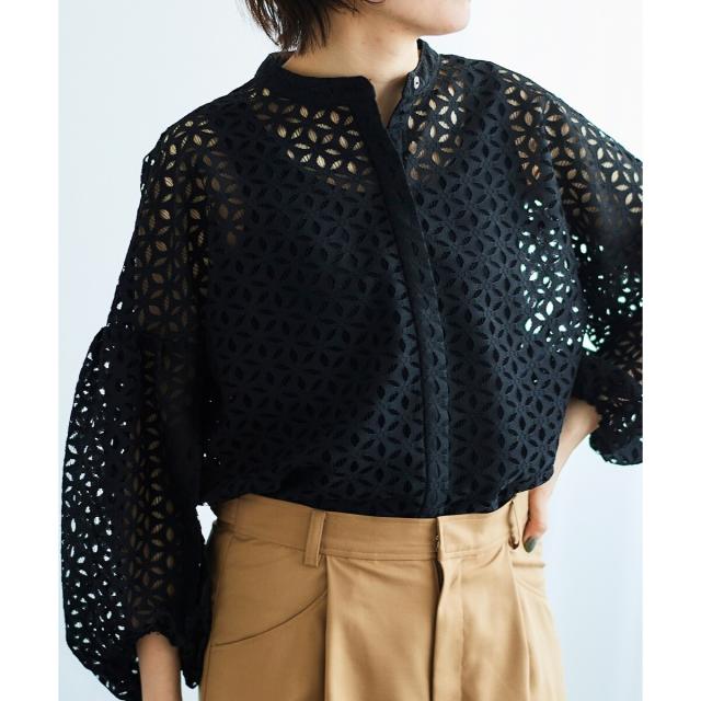 ルクールブラン（le．coeur blanc）/《手洗い可能》TORRAZZO DONNA 別注レースブラウス
